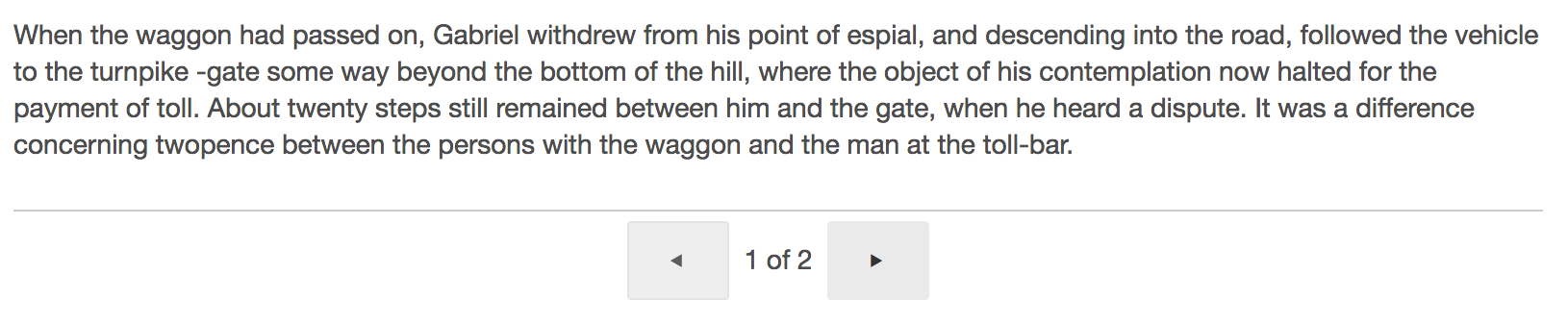 Paginated passage preview screen.