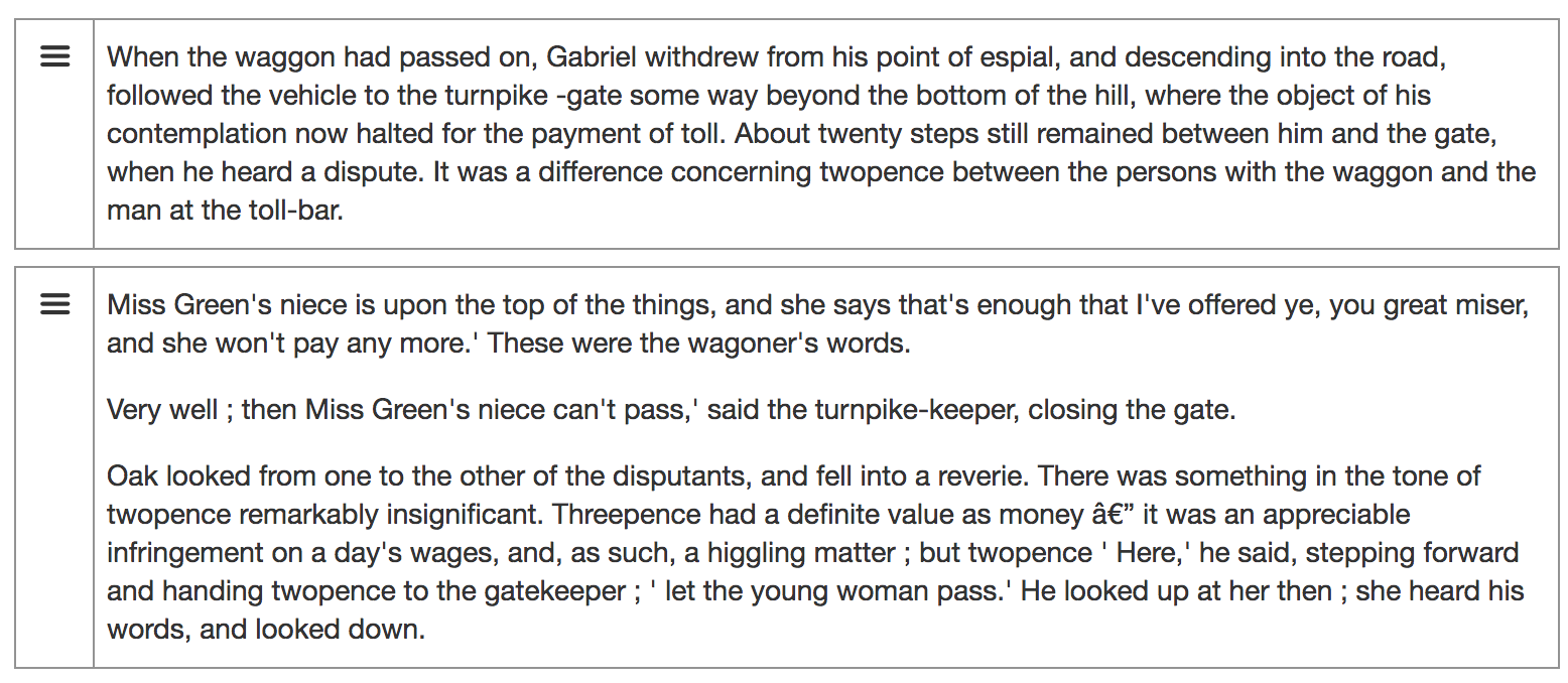 Reorder paginated passages