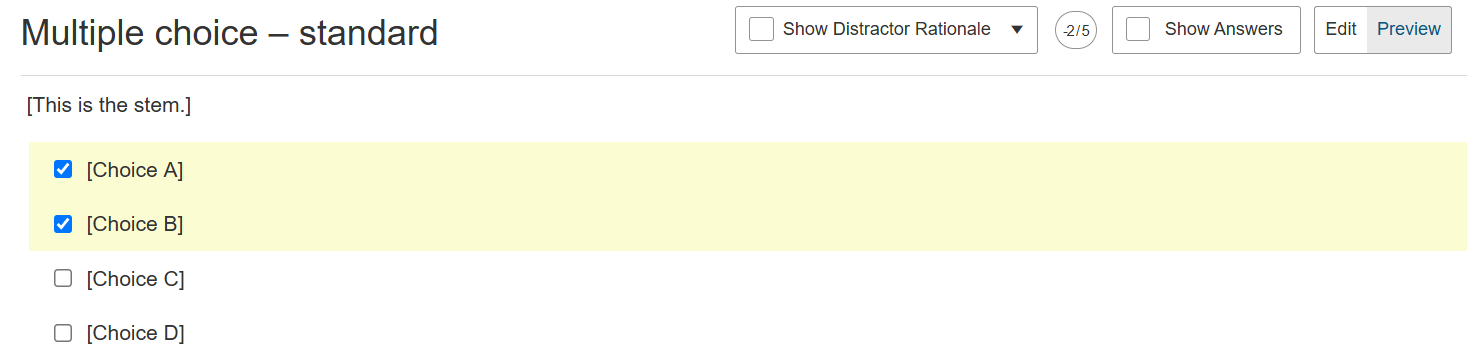 selecting the correct answer alongside one or more incorrect answers results in a score of -2 when Allow Negative Scores is enabled.png