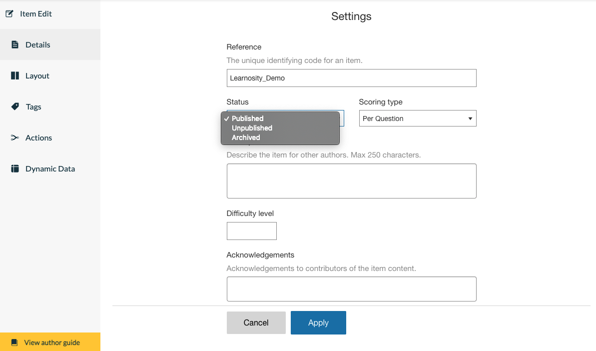 What is the Item Status? – Learnosity Author Guide